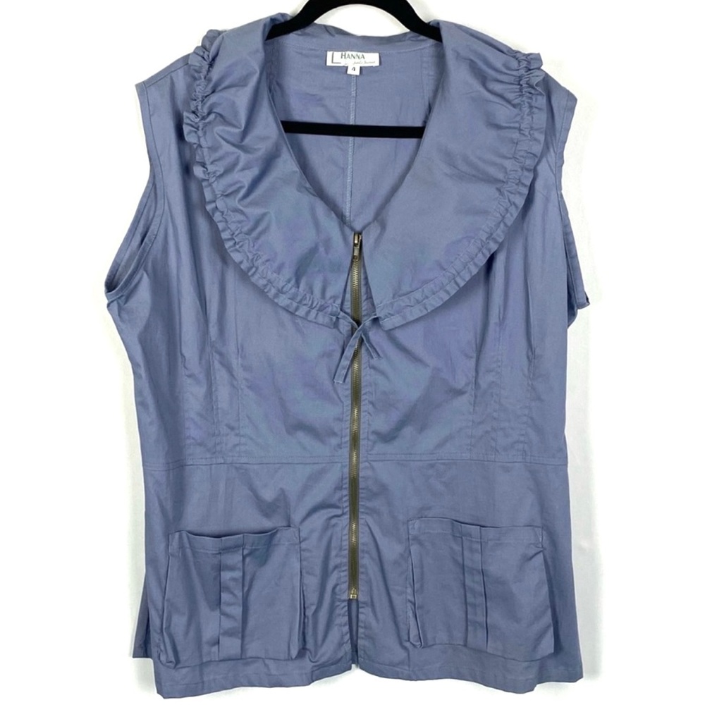 Hanna for La Journee Blue Lagenlook Vest - Large